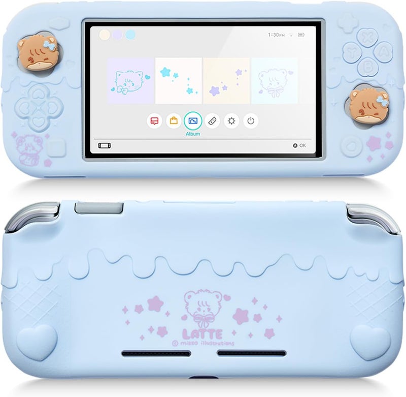 GEEKSHARE Silicone Protective Shell Compatible with Switch Lite, Sweet Soft Ice Cream Cover Case for Switch Lite with 2 Thumb Grip Caps - Mikko (Blue) - Image 1